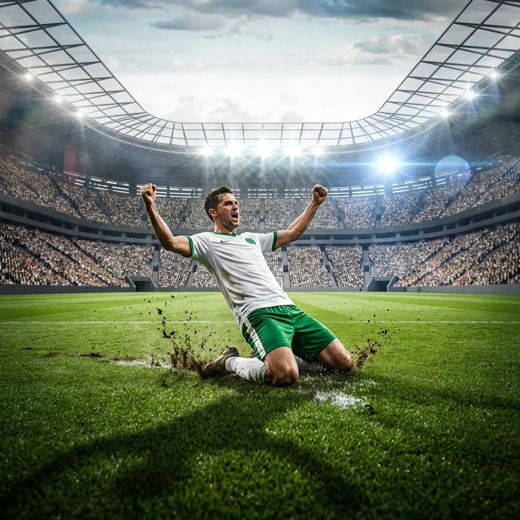 Soccer player celebrating